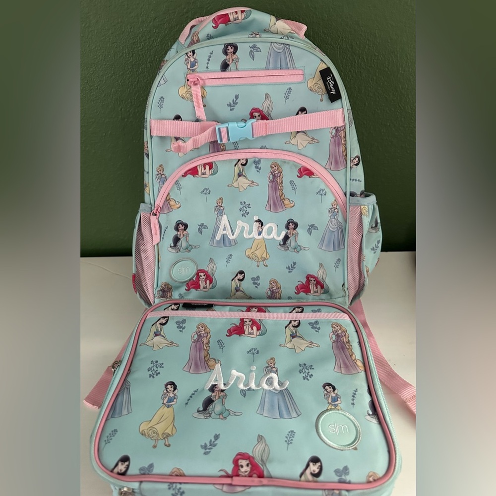 Disney Princess Kids Backpack and Lunch Bag Set - Pink and Blue